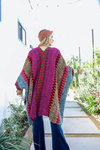 Magenta Unique Patterned Crochet Ruana – Colorful Tassel Cardigan