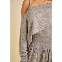 Heather Grey Spring Off Shoulder Knit Jumpsuit with Drape