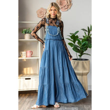 Med Wash Embroidered Strap Flowy Veveret overalls