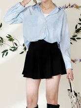 Blue White Striped Button Down Long Sleeve Collared Shirts