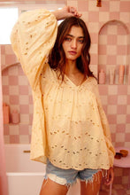 Light Peach Puff Sleeve Eyelet Lace Babydoll Bucketlist Tunic