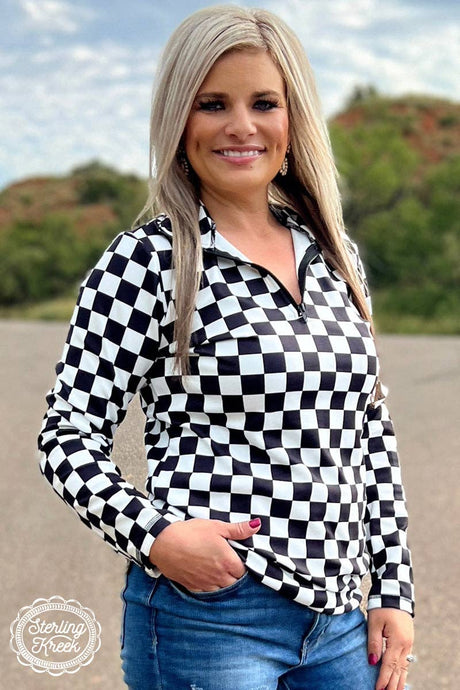 Black White Round The Track Pullover