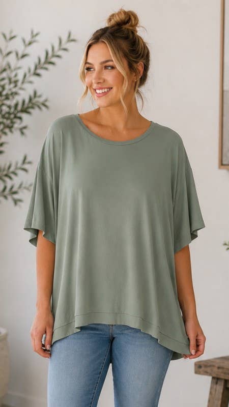 Olive Solid woven top