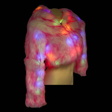 Pink LED Faux Fur Short Jacket with Hood