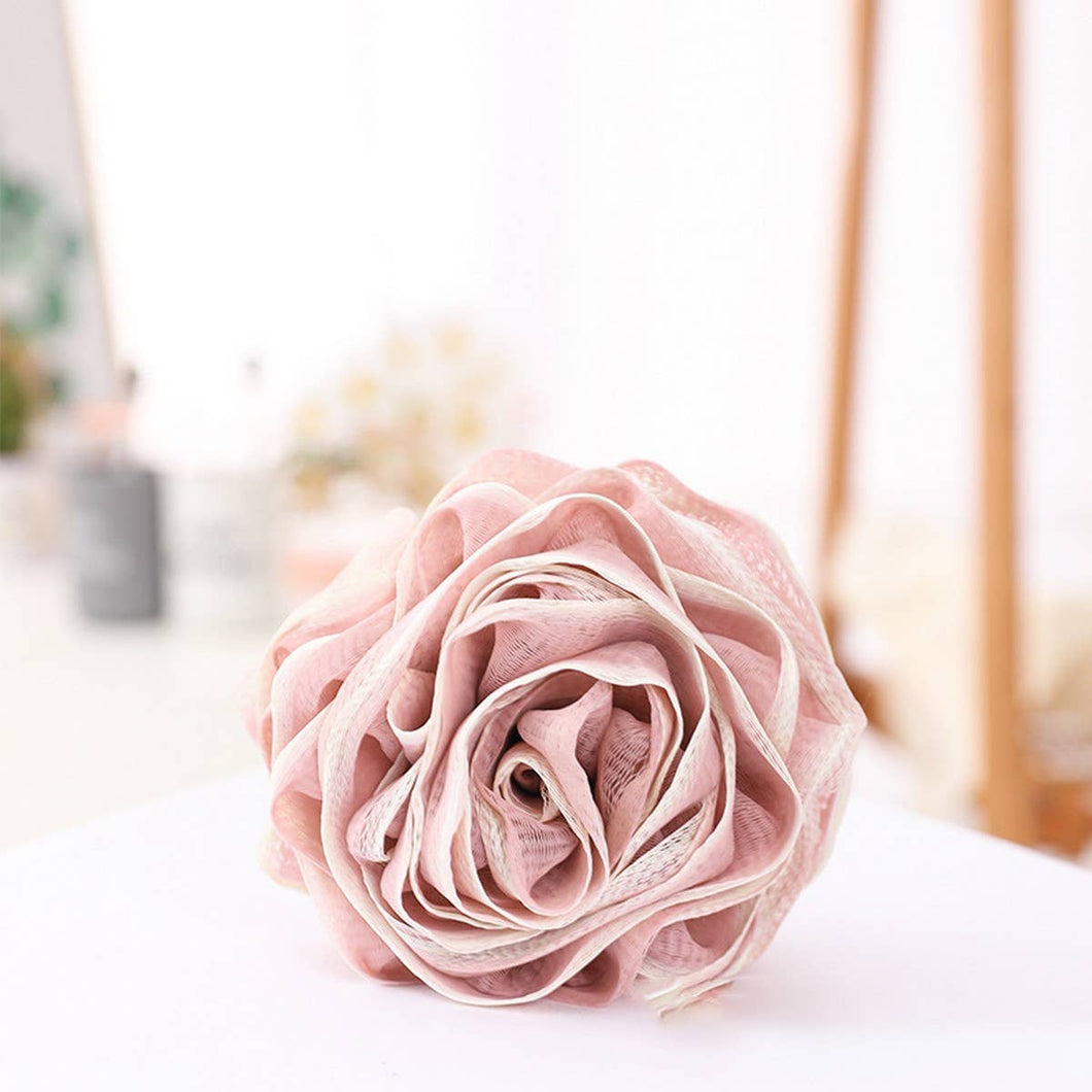 Pink Large Flower Bath Puff