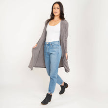 Grey Ella Long Sleeve Ribbed Jersey Cardigan
