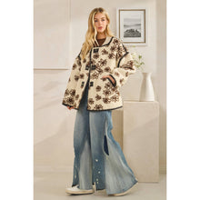 Ecru Oversized Floral Front Button Metal Clasps Oli+Hali Jacket