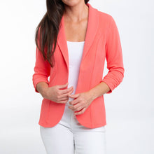 Geranium Dove Ruched Stretch 3/4  Sleeve Crepe Blazer