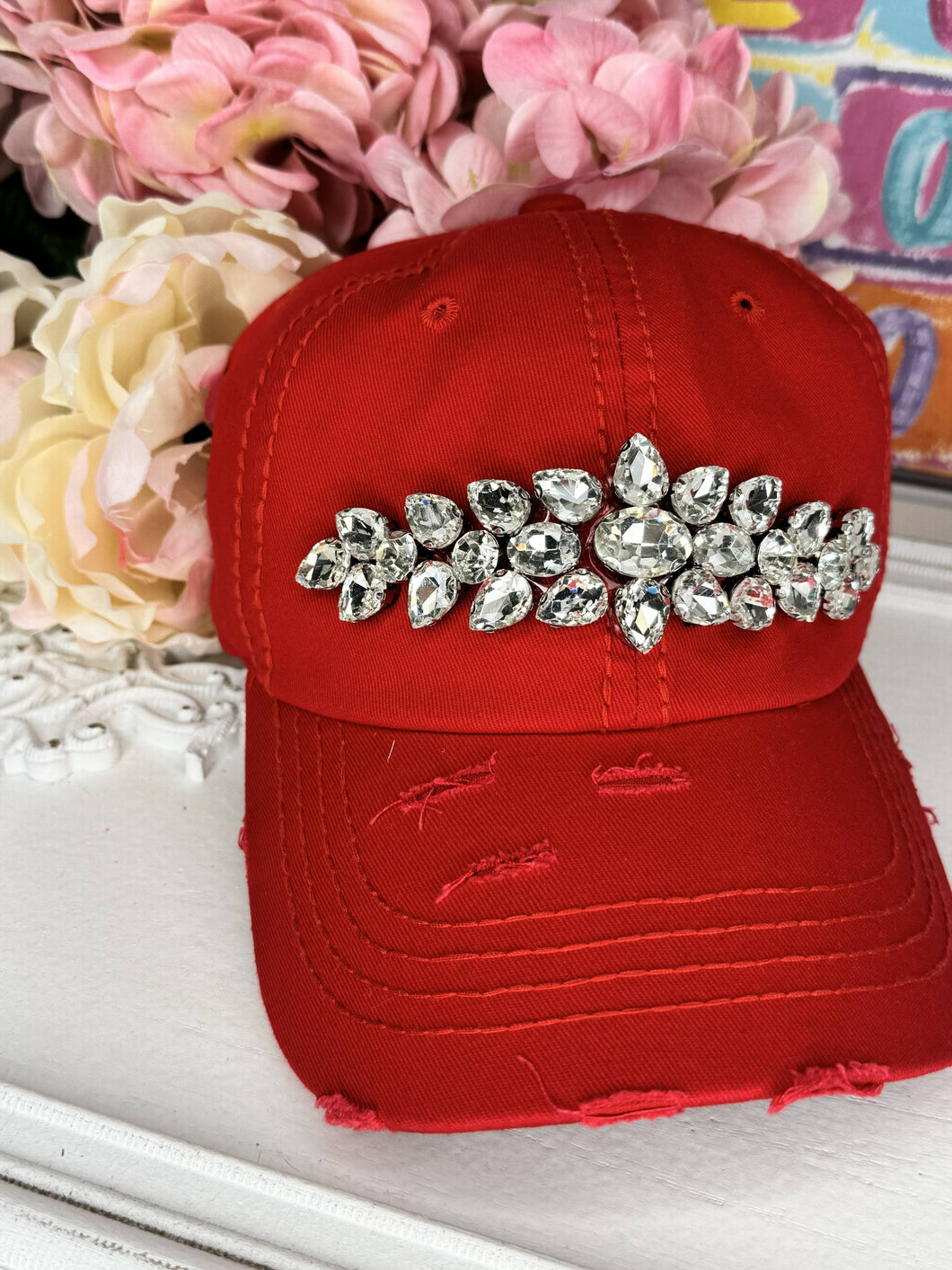 Crown Jewel Red Distressed Cap