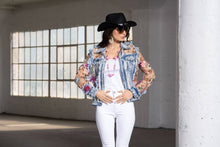 Denim and Lace Embroidered Jacket