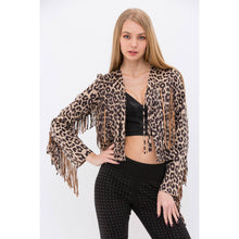 Leopard Cropped Fringe Jacket