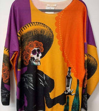 Multicolor Cosy Skeleton Mariachi Printed Sweater