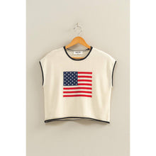 Cream Rolled Hem Sleeveless Flag Graphic Top