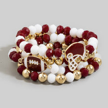 Saphire Enamel Football Charm Crystal Bead Bracelet