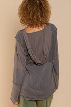 Charcoal V Neck Long Sleeve Knit POL Top 8/11/23 6834
