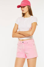 Pink High Rise Frayed Hem Denim Kancan Shorts