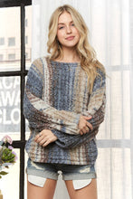 Navy Multi Boat Neck Multi Stripe Sweater
