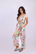 White Floral Umbrella Overalls in Upcycled Patchwork