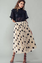 Polka Dotted Midi Skirt: Cream