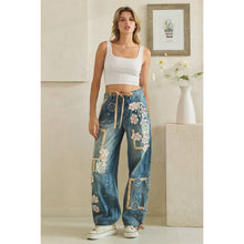 Denim Washed Block Patched Oli+Hali Pants