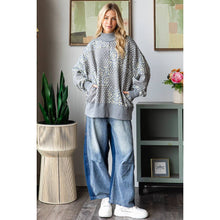 Grey Floral Patterened Funnel Neck Long Sleeve Oli+Hali Sweater