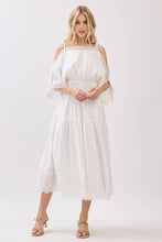 Ivory Solid Laced Cold Shoulder Tiered Maxi Dress