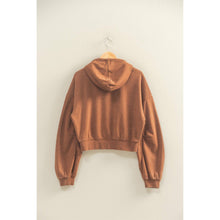 Chestnut V-Neck Drawstring Detail Long Sleeve Crop HYFVE Hoodie