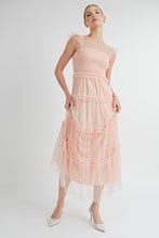 Pink Romantic Tiered Tulle Smocked Maxi Dress