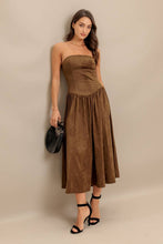 Brown faux suede midi dress