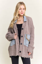DISTRESSED RIBBED KNIT SWEATER CARDIGAN - CESW4149: MOCHA(BEIGE) / ONESIZE(6)
