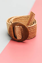 Black Wooden Buckle Rattan Stretch Waist Belt