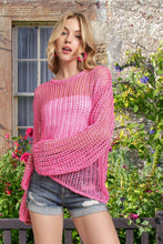 Hot Pink Sequins Accent Crochet Cover Up