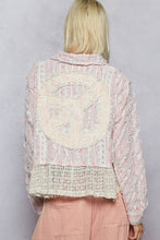 Blue Multi Plaid pattern with peace patch POL shirt