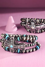 Silver Navajo Pearl & Cross Stretch Bracelet