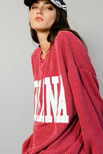 'INDIANA' Red  Comfy Oversize Graphic Sweatshirt