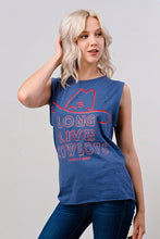 Faded Navy Long Live Cowboy Relaxed Fit distressed  Rolled sleeve Muscle top