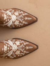 The Bailey Cocoa Embroidered Cowboy Bootie