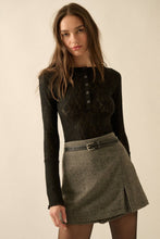 Black Floral Lace Raglan-Sleeve Henley Top