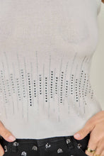 White Glam Pearl & Rhinestone Embellished Ribbed Tank Top