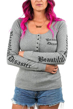 Grey Beautiful Disaster Henley Top