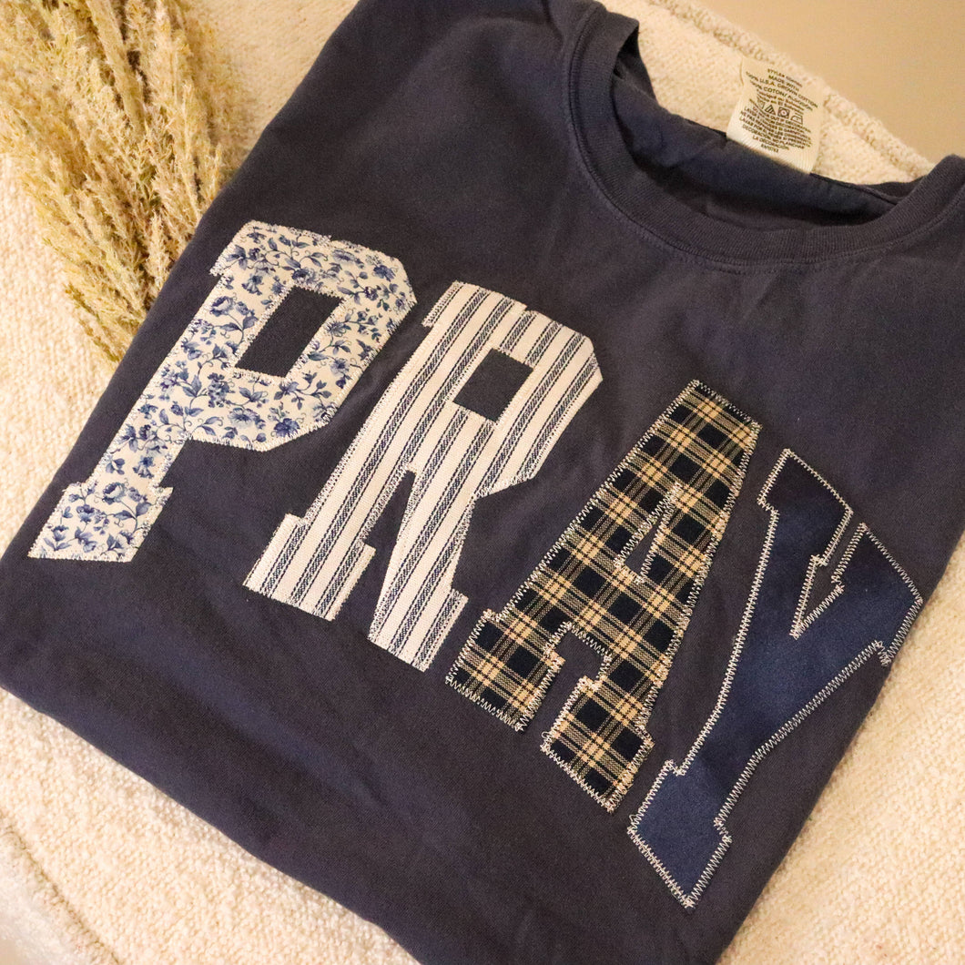 Denim Pray Christian Faith Short Sleeve Tee