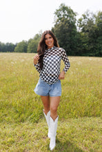 Black Checkerboard Mesh Top