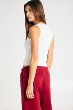 White 'indiana' Embroidered Ribbed Tank Top