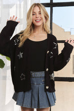 Black Button Down Sequins Cardigan