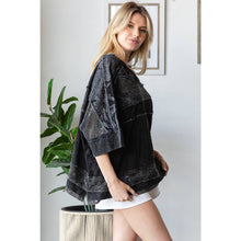Black Washed Lace Contrast Boxy Loose Oli+Hali Top