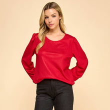 Red Shimmer Long Sleeve Blouse