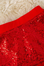 Red sequins Kids skirt with faux fur trim