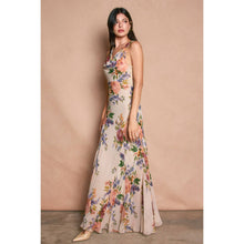 Soft Floral Delicate Affair Cowl Neck Godet Maxi Dress