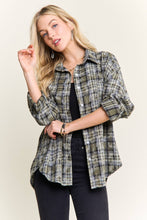 Green Burnout Plaid Washed-Look Shirt