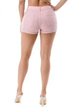 Pink Crystal-Detailing Bling Denim Shorts